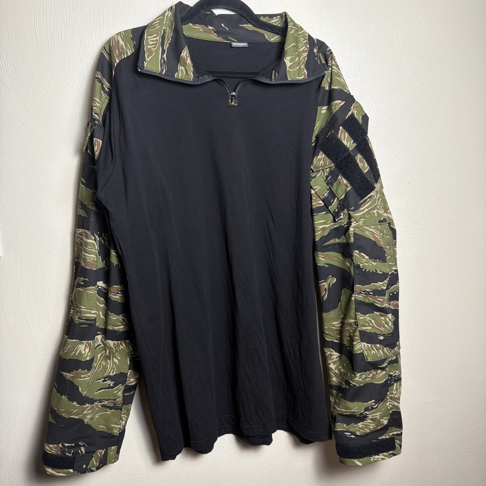 IDOGEAR Tactical Camoflauge 1/4 Zip Shirt Mens XXL Black Green Grey Utility